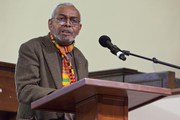 Amiri Baraka speaks and reads poetry at Dillard University on March 25, 2010 in New Orleans, Louisiana. (Photo by Skip Bolen/WireImage)  