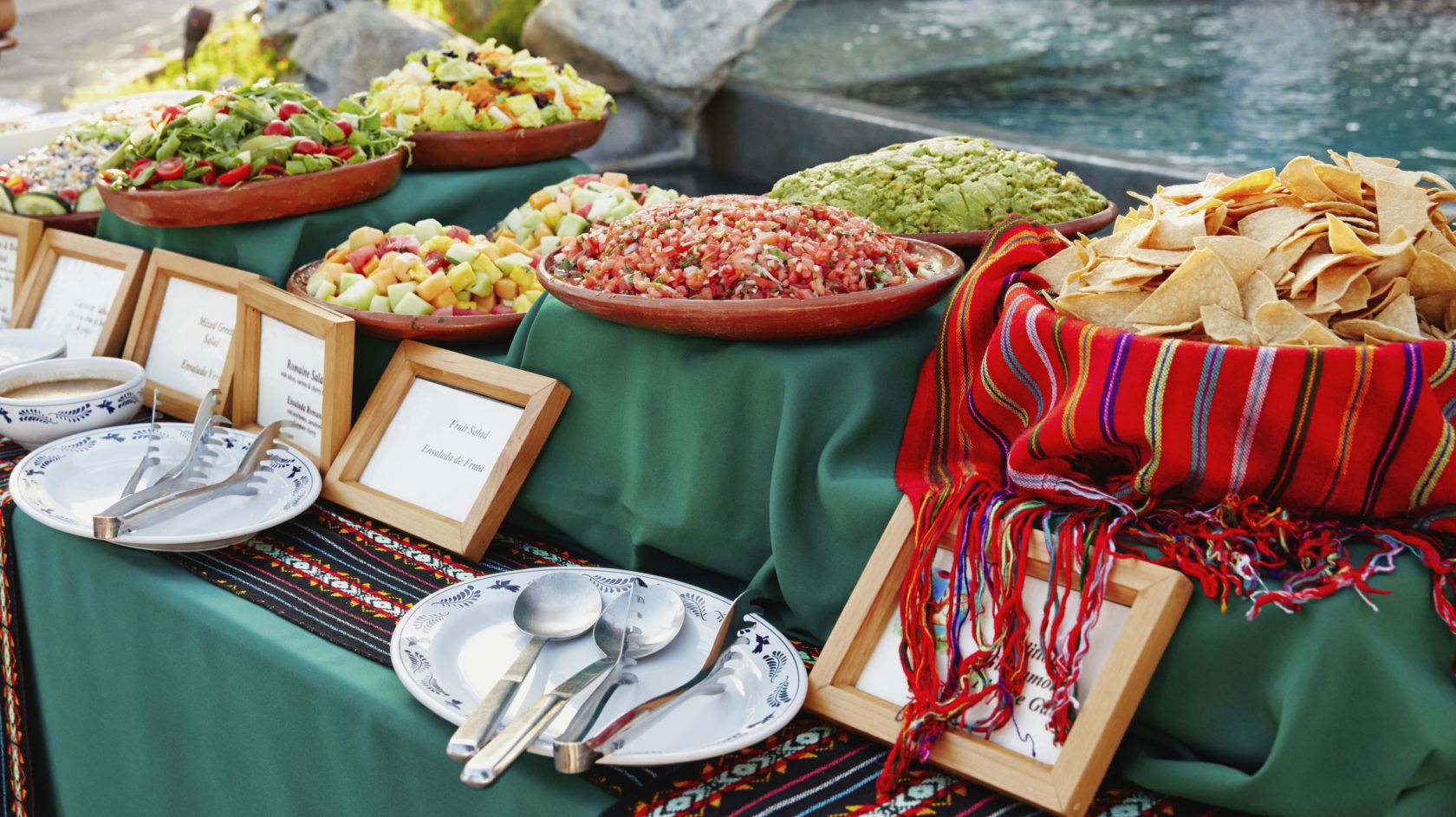 Dishes of food at party