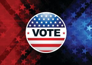 USA Election Vote Button with star shape background