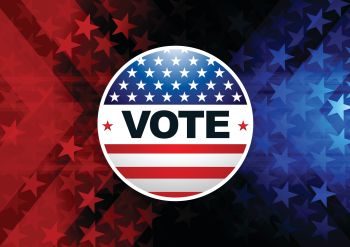 USA Election Vote Button with star shape background