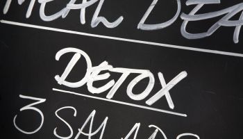 Detox sign at health food cafe
