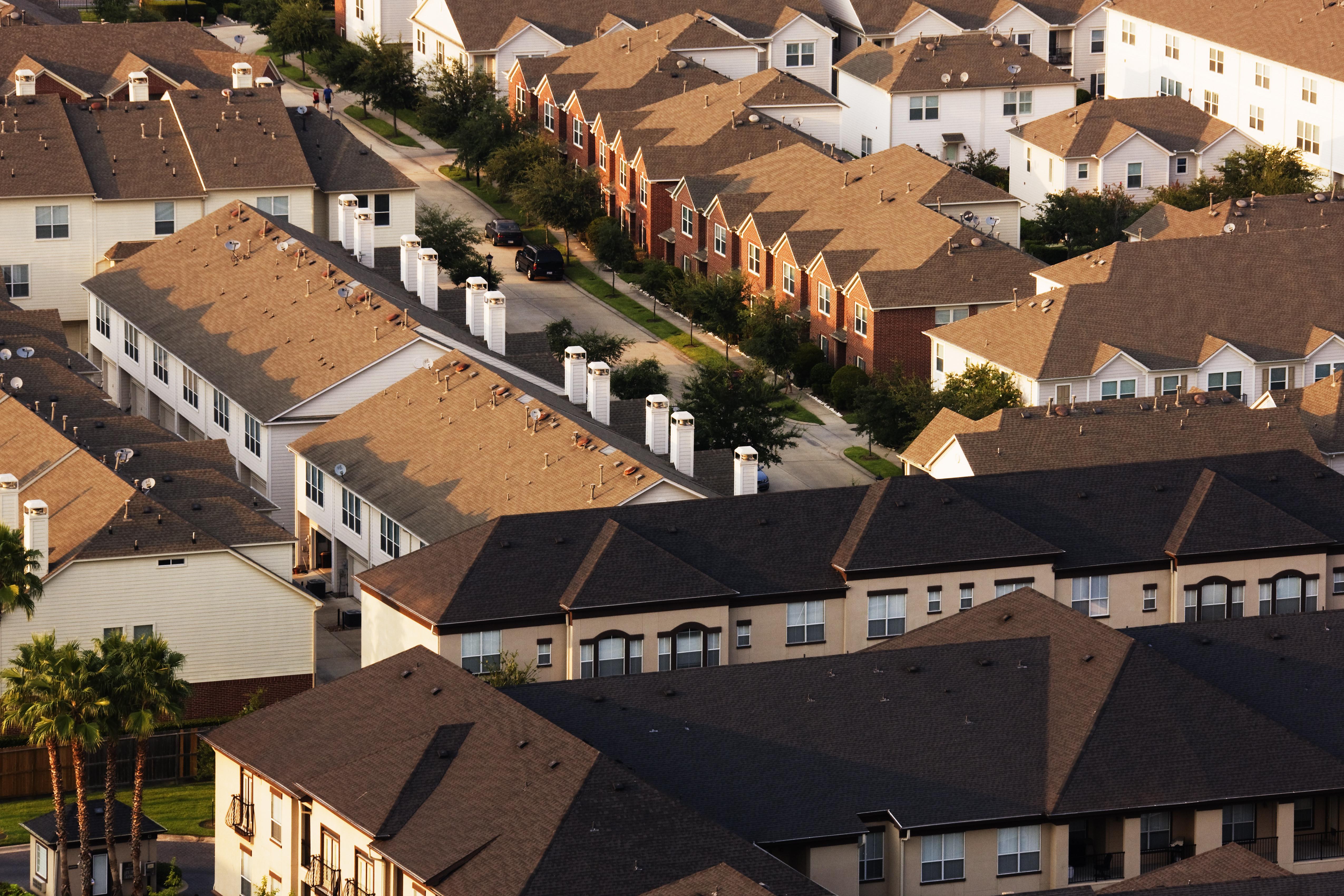 High angle view of houses, Houston, Harris County, Texas, USA