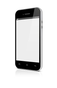Mobile smartphone with blank screen. 3d image