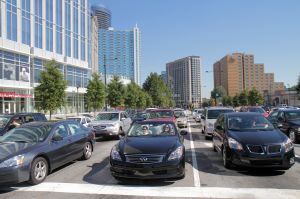 Traffic on Peachtree Street.