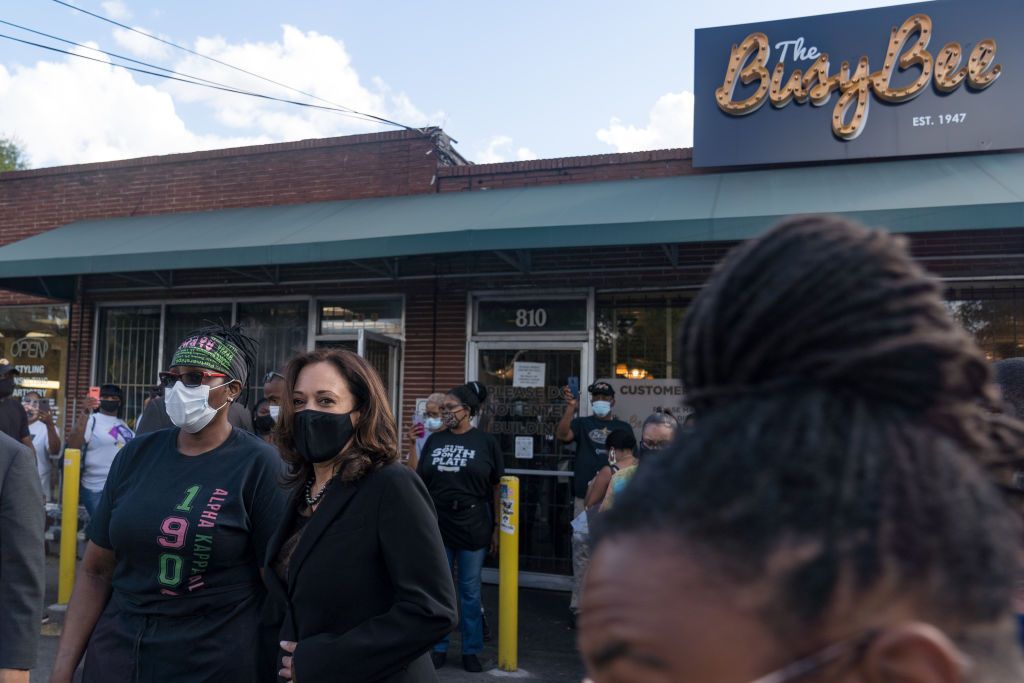 Vice Presidential Nominee Kamala Harris Campaigns In Atlanta